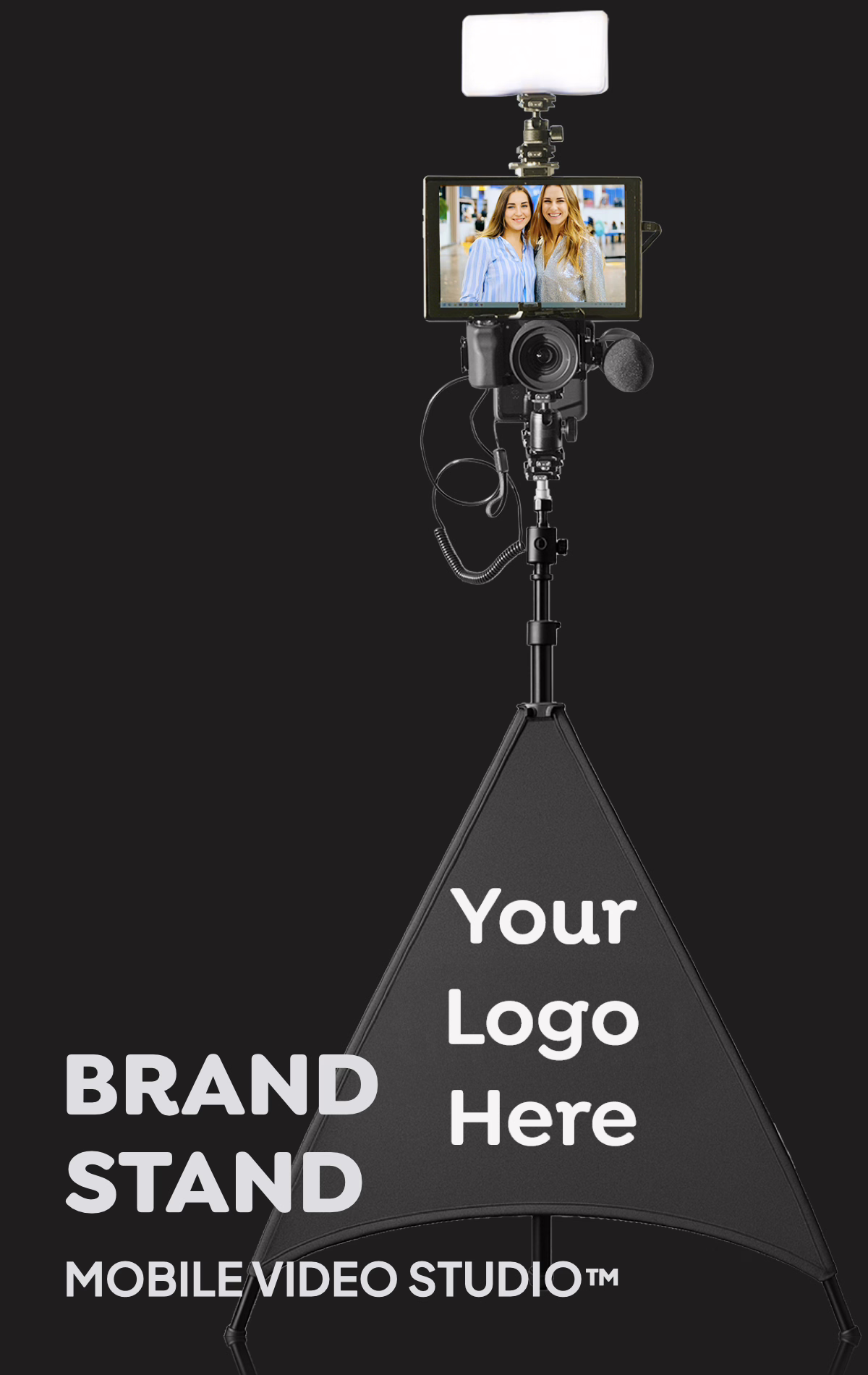 Timonial brand stand mobile studio for recording remote testimonial videos